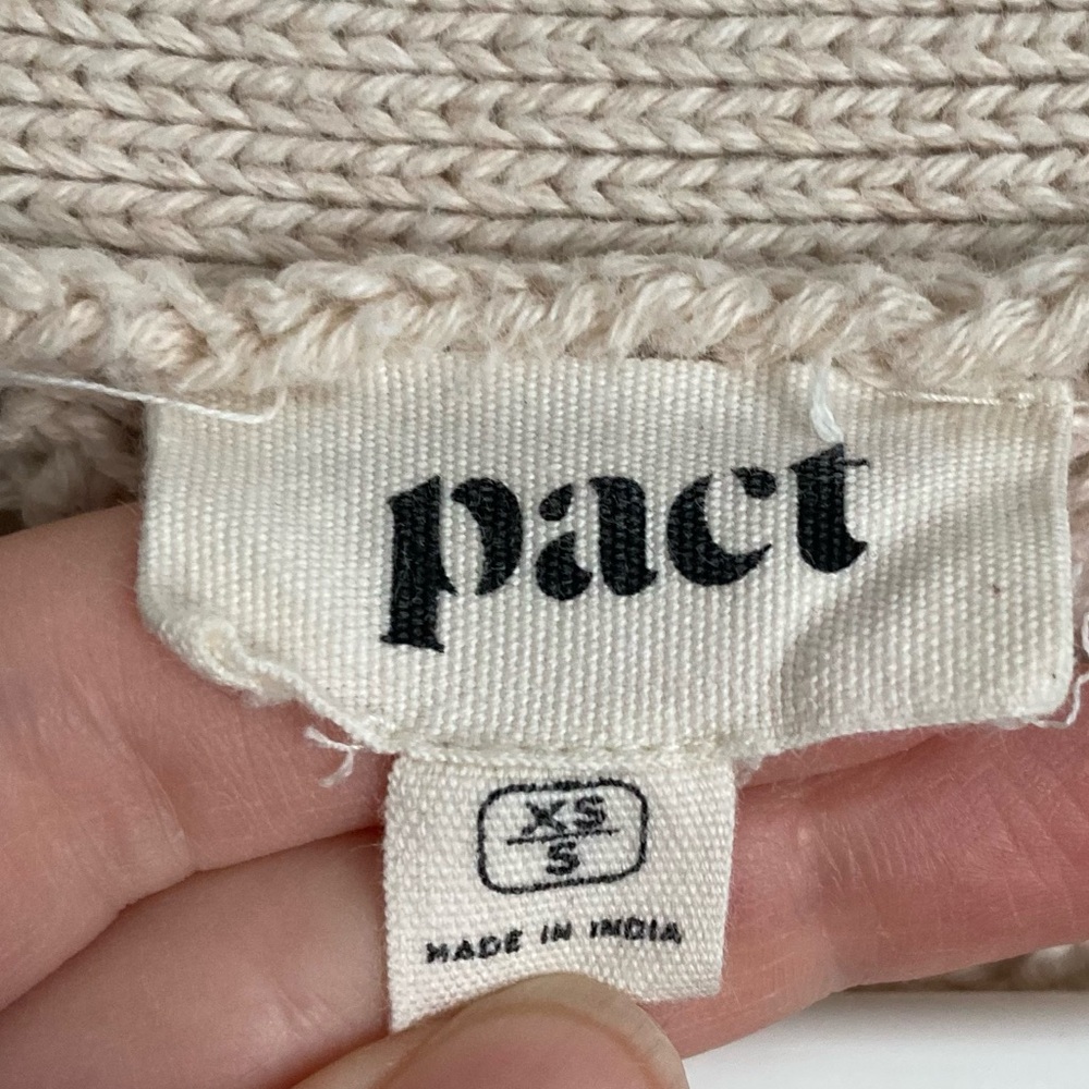 Pact Organic Oatmeal Lattice-Knit Long Cardigan XS/S - Picture 5 of 6